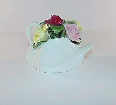 Buy Aynsley Fine Bone China Hand Painted Swan & Flowers Piece. • 18.95£
