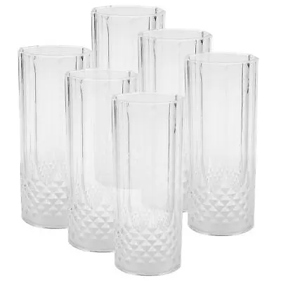 Buy 6 Highball Tumblers Cocktail Water Juice Drinking Glasses Set Long Tall Crystal • 10.99£