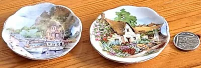 Buy Two Lovely Scenic Vintage Fenton China Trinket Dishes,  Handpainted  Handmade   • 3.80£