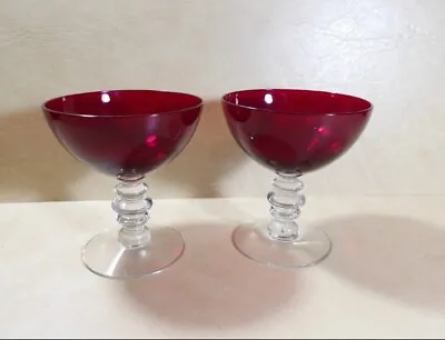 Buy (2) Ruby Red Glassware  Dessert, Sherbert, Or Cocktail Glasses • 11.55£