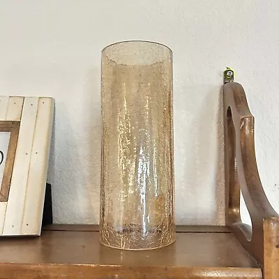 Buy Vintage Crackle Glass Amber -Bottomless Hurricane Vase MCM Decor Champagne • 38.60£