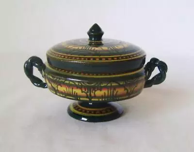 Buy Vintage Faience Miniature Covered Pot With Handles: 10 Cm Wide Italian - Balkan • 8£