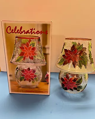 Buy Celebrations Poinsettia Candle Lamp Mouthblown Handpainted Crackle Glass 10  • 9.56£