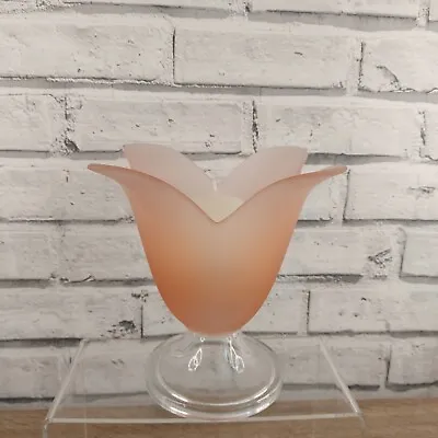 Buy Frosted Tulip Glass Partylite Pink Candle Flower Votive Holder Ball Candle • 13.49£
