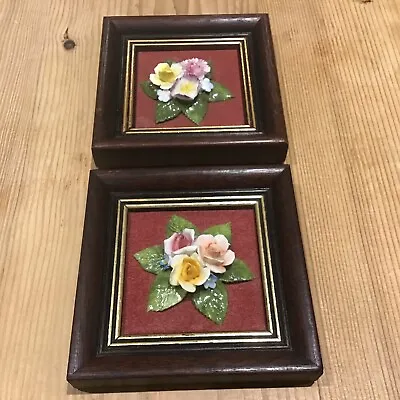 Buy A Vintage Pair Of Royal Adderley Floral Bone China Framed Pictures • 25£