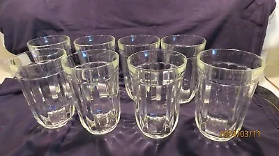 Buy Set Of 8 Vintage USA Heavy Clear Glass Tumblers - 5.5 X 3.5 Inches -Panel Style  • 14.20£