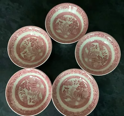 Buy 5 Pretty Vintage W R Midwinter  Old Willow Pattern Pink White Cereal Bowls 6.5” • 6£