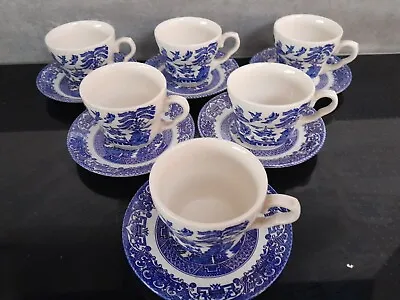 Buy Old Willow Cups And Saucers X 6 • 19.99£