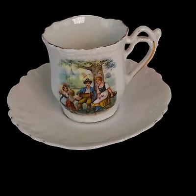 Buy Childs Cup & Saucer Set - Children Accordian Dancing Early 1900s VG Germany • 14.41£