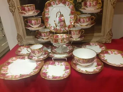 Buy Royal Albert Crown China  Old English Rose  Tea Wares -  28 Pieces - Good Condtn • 268£