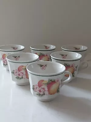 Buy 6 Churchill China Orchard Fruit Tea Cups & Saucers Staffordshire England Vintage • 28£