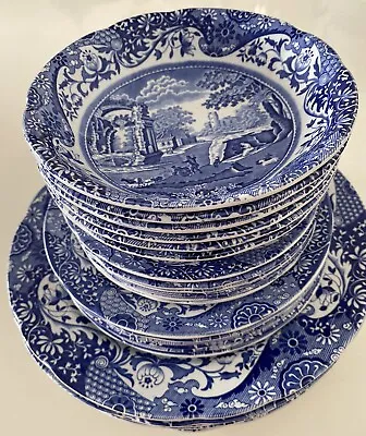 Buy Spode Italian Blue And White Dinner Plates And Bowls For 6 Settings • 140£