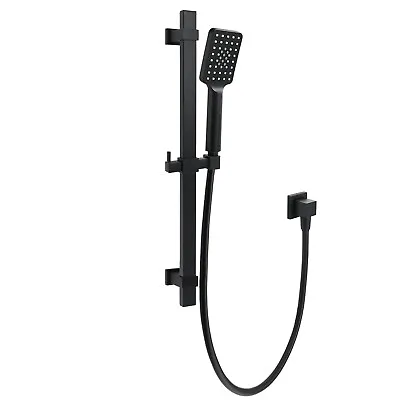 Buy Matte Black Square 3 Mode Handset Shower Head Sliding Rail Bar Adjustable Holder • 89.98£