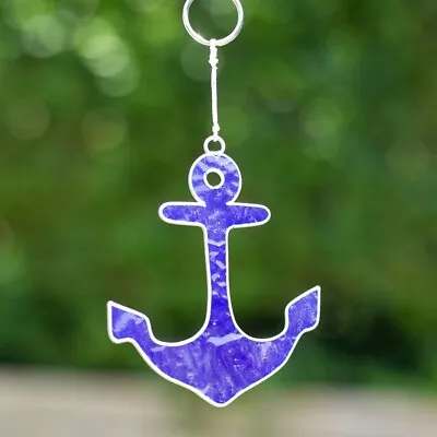Buy BLUE ANCHOR NAUTICAL SUN CATCHER - Stained Glass Effect With FREE WINDOW SUCKER • 8.99£