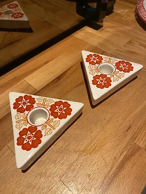 Buy Jersey Pottery Retro Pair Of Ceramic Candle Holders. • 12.50£