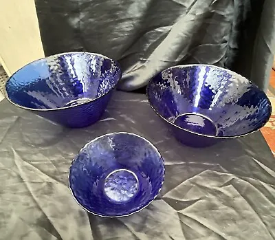 Buy 2 X Large .1 X Small Cobalt Blue Glass Bowls • 15£