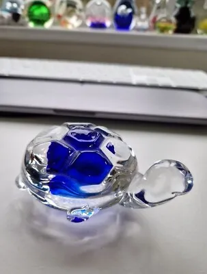 Buy Blue And Transparent Crystal Glass Turtle Paperweight. Continental Taiwan • 8£