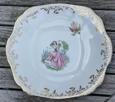 Buy VINTAGE Fine  BONE CHINA  Cake Plate - Lady Dancing. Made In England • 6.99£