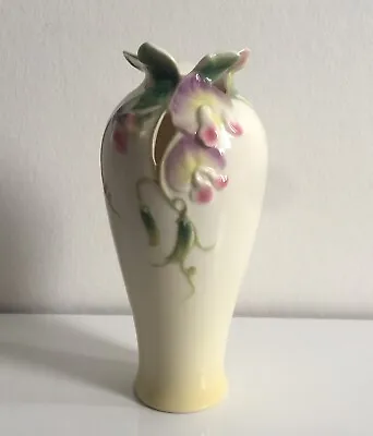 Buy Franz Porcelain Vase - Sweet Pea Ivory Yellow Colour With  Purple & Pink Flowers • 55.99£