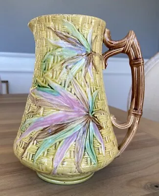 Buy Banks & Thorley - Basketweave & Bamboo 8” Pitcher - Antique Majolica Pottery • 188.50£