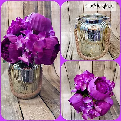 Buy Crackle Vase And Silk Flowers • 20£