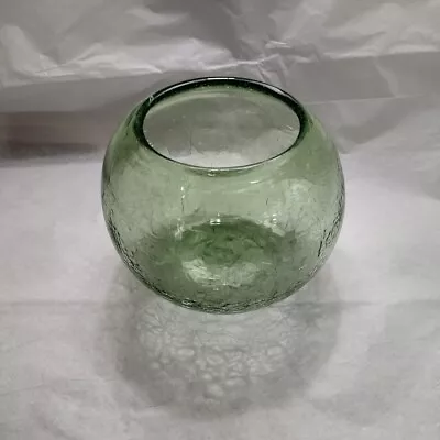 Buy Green Crackle Glass Vase 4.5 Inches Tall With Pontile • 19.91£