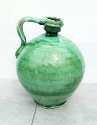 Buy Antique Spanish Pirula Green Pottery Terracotta Jug Vase Jaen Olive Oil Water • 80£