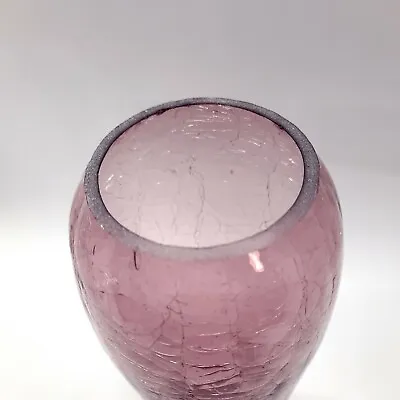Buy Vintage Crackle Glass Vase 8  Lilac Purple Pink Mid Century Handblown • 12.28£
