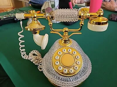 Buy Vtg Godinger Shannon Irish 24% Lead Crystal Telephone Silver Art French Phone • 57.63£