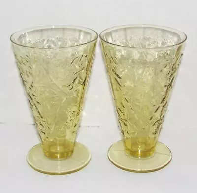 Buy 2 Federal Glass Co. Madrid Amber 5.5  Footed Tumblers 1932-1939 Depression • 19.18£