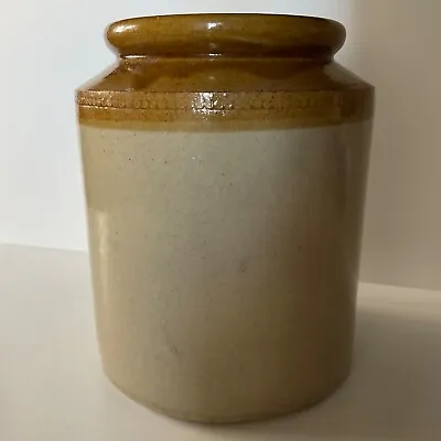 Buy Vintage SALT-GLAZED STONEWARE STORAGE JAR Rustic Country Kitchen Utensil Pot • 10£