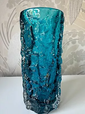 Buy Whitefriars Kingfisher Blue Medium 7.5  19cm Glass Bark Vase Geoffrey Baxter 70s • 125£