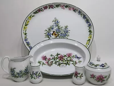 Buy Royal Worcester  Worcester Herbs  Hostess Serving Platter/Creamer Set/Bowl/S&P • 91.25£