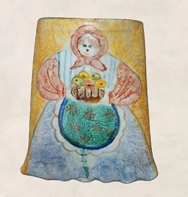 Buy Vintage Italian Terracotta Art Pottery Hand Painted Wall Pocket - 7 X6 X3   • 26.41£