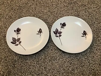 Buy 2 X Vintage BRITISH ANCHOR Hostess Romance Side Plates Black Floral Design • 9£