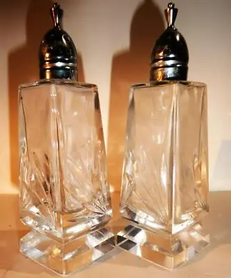 Buy Vintage Cut Crystal Footed Salt & Pepper Set Clear Cut Etched Glass-4-3/4  Tall • 18.02£