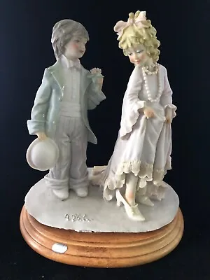 Buy A Belcari Vintage  Capodimonte 1984 Figurine Boy & Girl Playing Dress Up. Signed • 15£