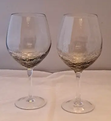 Buy Pair Of Pier 1 Smoke Crackle Glass Red Wine • 28.94£