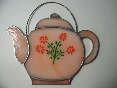 Buy Vintage Leaded Stained Glass Teapot Suncatcher • 11.38£