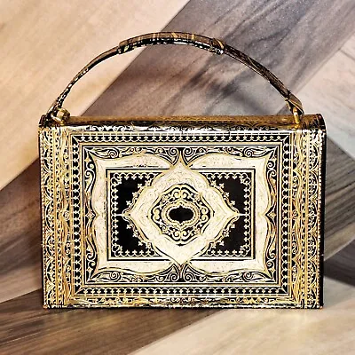 Buy Vintage Italian Florentine Handbag Clutch Gold Black Made Italy • 38.99£