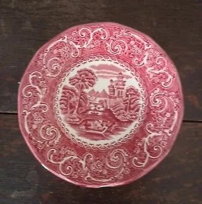 Buy Vintage Canterbury Pottery Pink River Scene Pattern Saucer • 2.99£