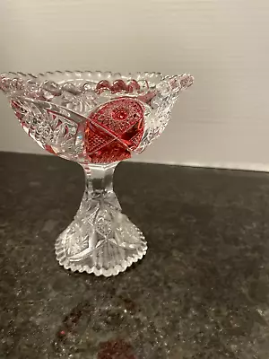 Buy *Vintage* Imperial Glass Whirling Star Ruby Red Flash Stemmed Compote *Rare • 24.07£