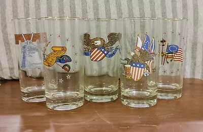 Buy Vintage West Virginia Glass Company Bicentennial Glass Tumblers, Set Of 5 • 11.51£