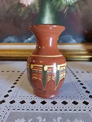 Buy Vintage Middle Eastern Hand Decorated Red Clay Pottery Vase 4¹/⁴  Tall • 20.86£