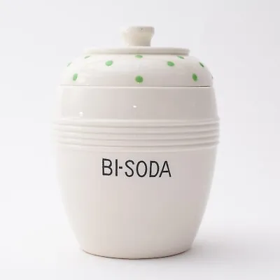 Buy Vintage Kirkham Pottery Bi Soda Storage Jar Green Polka Dots Retro Ceramic 1950s • 65£