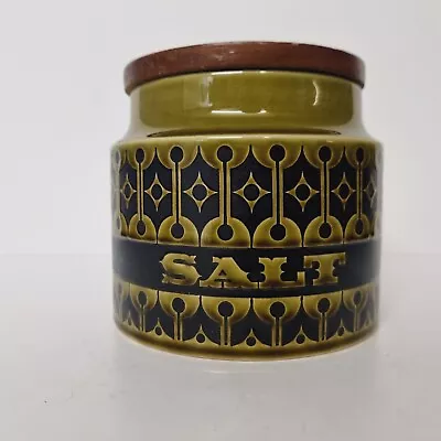 Buy Hornsea Heirloom Green Salt Storage Jar Wooden Lid 1970 Retro Vintage FLAW • 13£