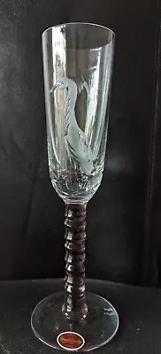 Buy Vintage Royal Brierley Crystal Champagne Flute Engraved Heron River Scenes • 39.99£