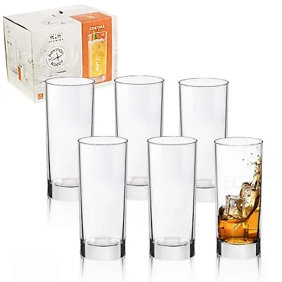 Buy Bormioli Rocco 275ml Cortina Hi Ball Tall Dinner Tumblers Drinking Glasses Set • 8.99£