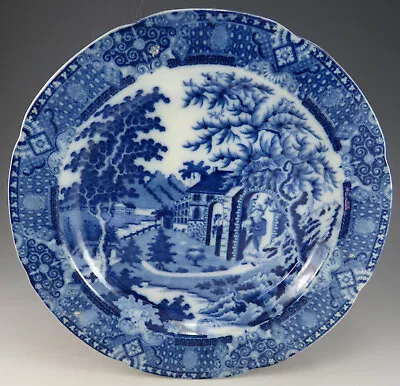 Buy Antique Pottery Pearlware Blue Transfer Wood & Brettell Chinese Gardener Pl 1820 • 39£