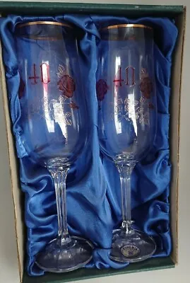 Buy Pair Bohemia Czech Crystalex Glass Flute Wine Glasses 180ml  • 14.99£